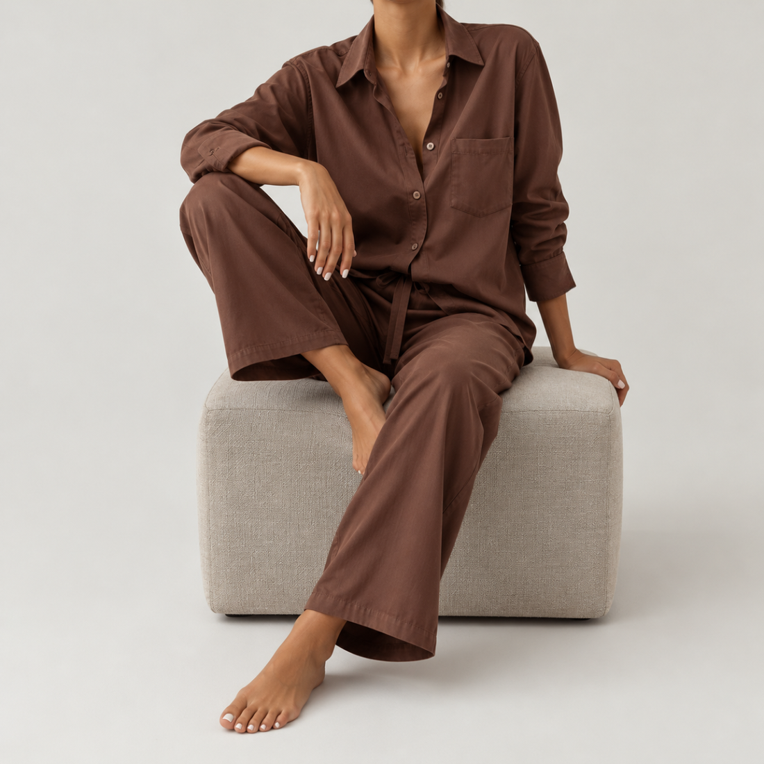 Bavlnená košeľa Yves – Cocoa Brown