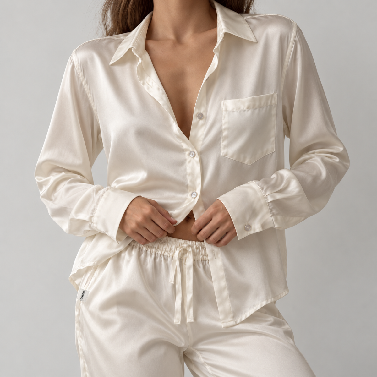 Hodvábna košeľa Mørier – Ivory White