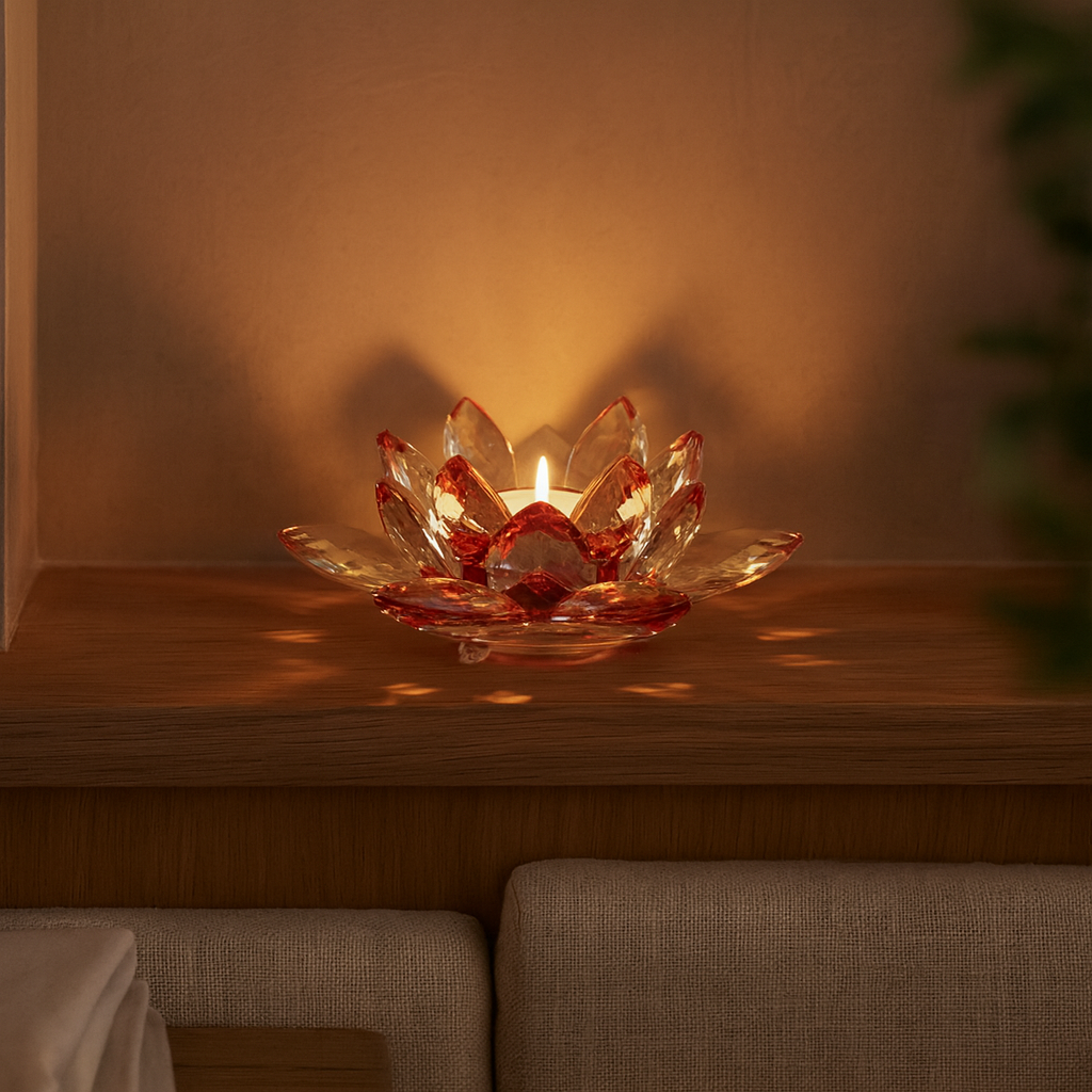 Lotosový svietnik z krištáľového skla - Rubra