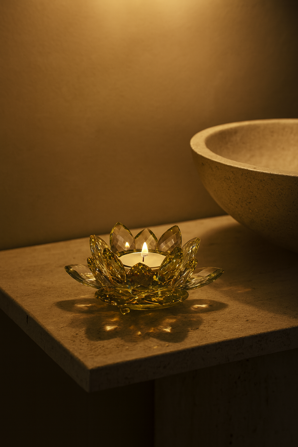 Lotosový svietnik z krištáľového skla - Soléa