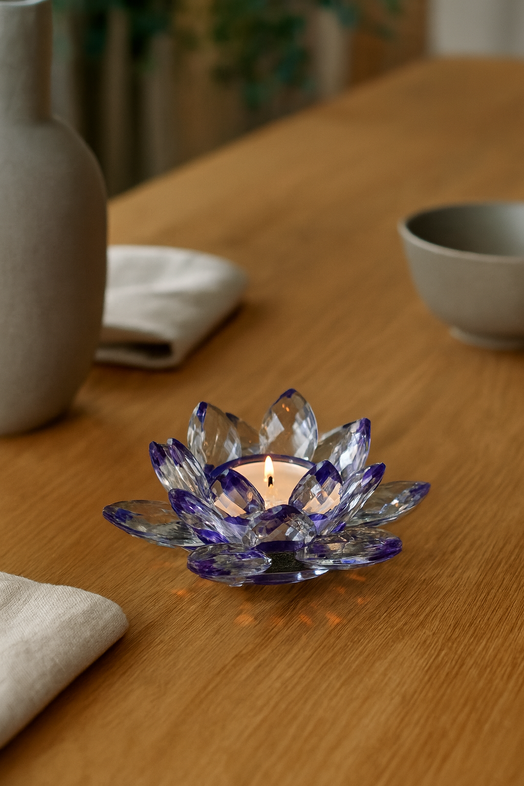 Lotosový svietnik z krištáľového skla - Virelle