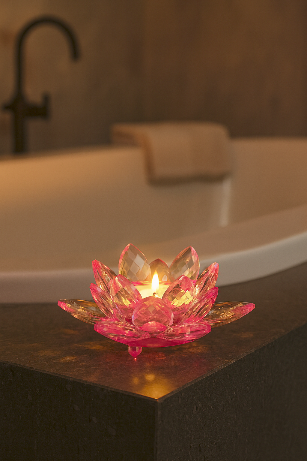 Lotosový svietnik z krištáľového skla - Roselle